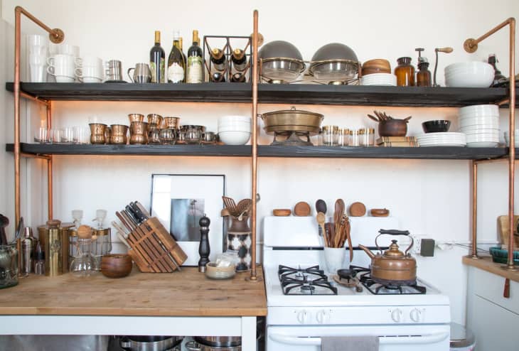 Copper shelves deals kitchen